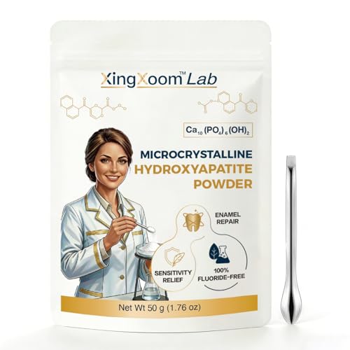 XingXoom 100% Pure Microcrystalline Hydroxyapatite Powder (50g / 1.76 oz) - Premium Remineralizing Powder for Teeth & Enamel Repair Fluoride-Free DIY Toothpaste Base with Stainless Steel Spoon