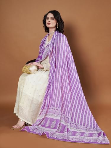 Image of Women's Cotton Blend Floral Print Dupatta with 2.20 Meters | Women's cotton printed dupatta with tassels