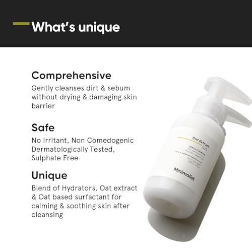 Image of Minimalist B12 + Oat Extract 6.5% Gentle Cleanser For Sensitive Skin (Dry to Normal) | Sulphate Free | Non-Drying | Fragrance Free | (120 ML)