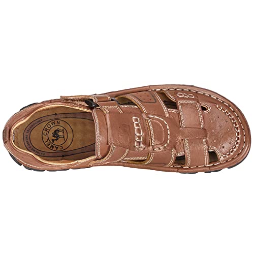 CAMEL CROWN Men's Leather Sandals Closed toe Fishermen Sandal Comfortable for Hiking Beach Walking Summer Shoes Size7-124