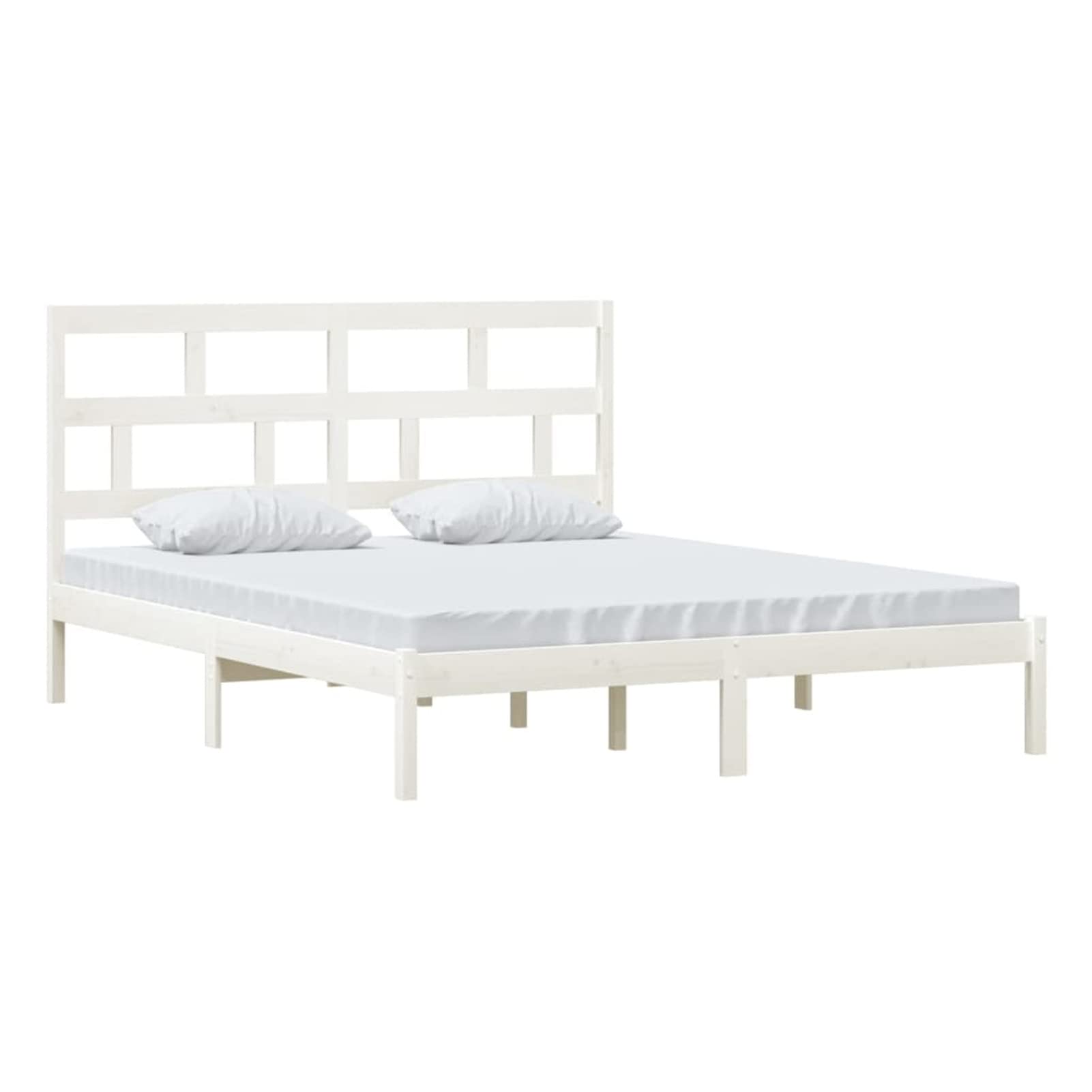 Homgoday Somier,Estructura de Cama de Madera Maciza de Pino Blanco 160x200 cm Estructura Cama 75/90/120/135/140/160/180/200x200cm Cama Individual Cama Matrimonio Anti-Ruido y fácil de Montar