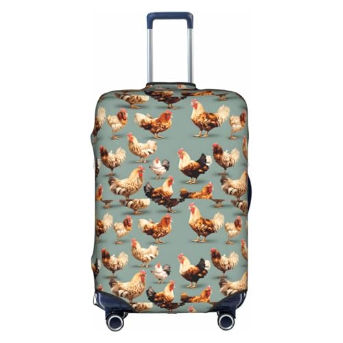 Housse de protection imprimé poule en polyester blanc lavable taille S