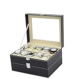 Esta caja de joyería reloj es perfecto para su uso personal (hombres, mujeres, señoras) y tienda de uso reloj, manteniendo los relojes del polvo.