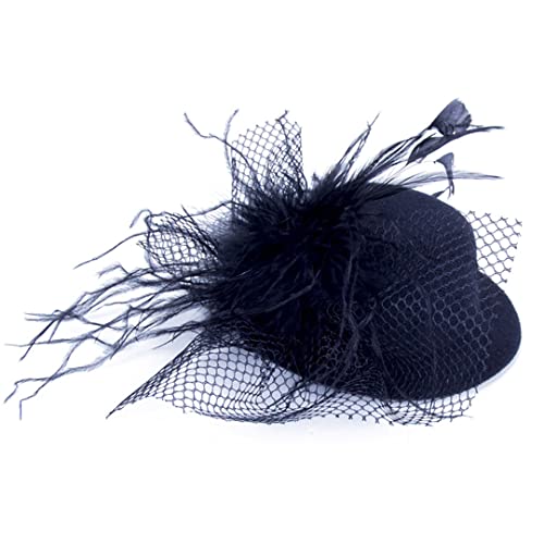 Barrette à fleurs en plumes blanche chapeau bibi rétro en dentelle pour femmes