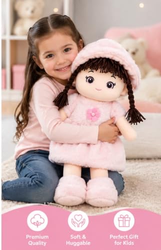 Image of Cute Doll Soft Toy for Girls 40CM | Pink Plush Doll Teddy for Kids | Ultra Soft Stuffed Baby Doll Toy | Huggable Washable Plush Toy Gift for Boys & Girls