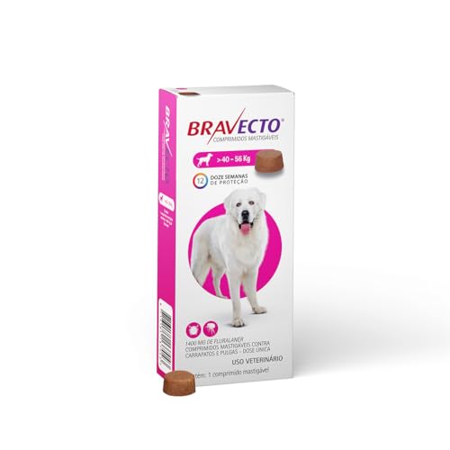 Bravecto® Cães 1400mg - Antipulgas e Carrapatos - Cães de 40 a 56kg - 1 Comp. Mastigável - MSD Saúde Animal