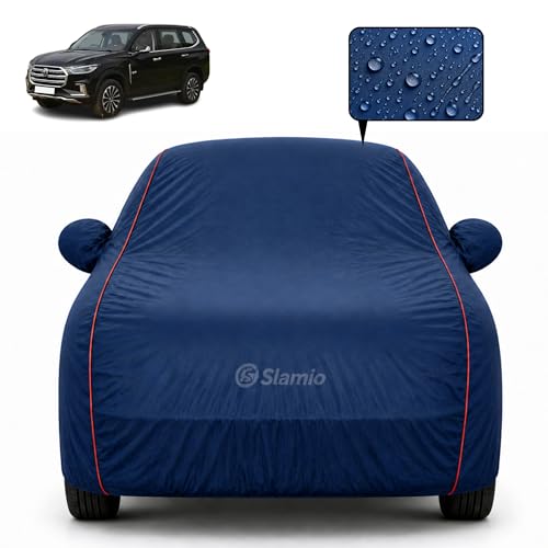 Image of Premium 100% Waterproof Car Cover for MG Gloster Model | All-Weather, UV & Dust Protection | Heavy-Duty 3-Layer Fabric | Custom Fit with Mirror & Antenna Pockets | Navy Blue