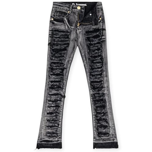 Boys Ripped Stacked Jeans (Black)