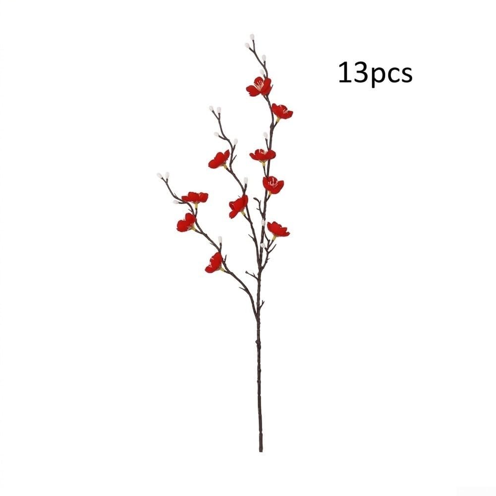 Künstliche Zweige mit roten Pflaumenblüten, 54 cm, künstliche wintersüße Stiele, für Heimdekoration, 13 Stück
