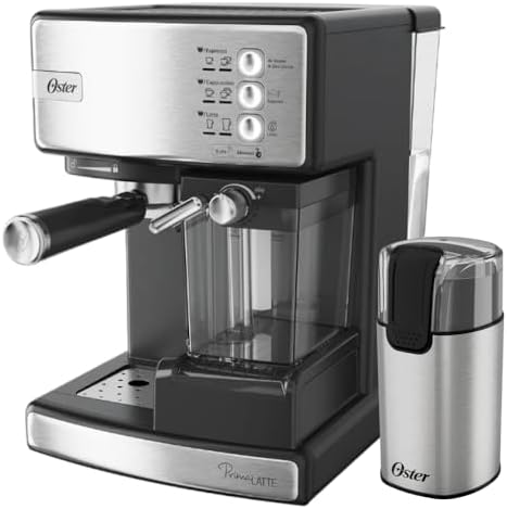 Oster Kit Cafeteira Nova PrimaLatte Inox e Moedor de Café Elétric...
