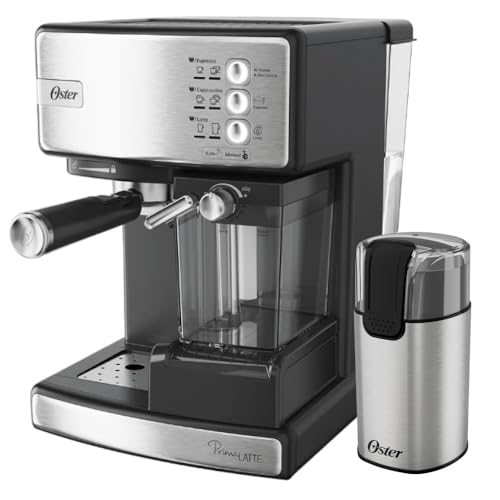 Oster Kit Cafeteira Nova PrimaLatte Inox e Moedor de Café