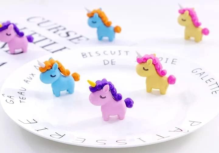 Image of AK Store (Pack of 4) 3D Cute Cartoon Shape Rubber Pencil Erasers, School Stationery for Kids, Boys Girls, Birthday Return Gifts (Unicorn)