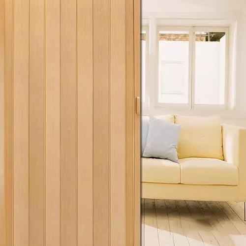 Puerta corrediza plegable de PVC para despensa y armario, puerta de acordeón efecto madera con perillas, divisor de habitación que ahorra espacio