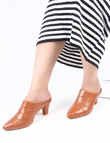 Image of TRYME Fashion Pointed for Party and Formal Occasions Mules Cone Block Heel Sandals for Girls & Women