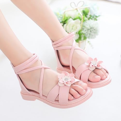 IWIHMIV Toddler Flower Girl Sandals Girl Summer High Top Flat Dress Shoes Toddler Wedding Party Shoes With Back Zipper2