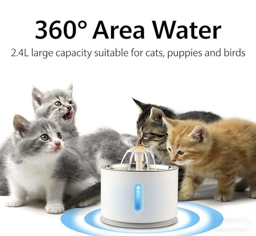 Bebedero para gato automático 2.4L acero inoxidable miniatura 2