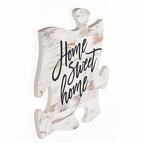 P. Graham Dunn Home Sweet Home White Distressed Wood Look 12 X 12 Inch Wood Puzzle Piece Wall Plaque #TOP2
