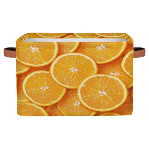 Mexpekil Boîte de rangement pour étagères avec poignée - Paniers de rangement pliables en forme de cube - Orange - Paniers de rangement pour jouets -...