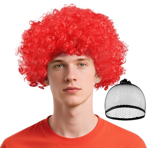 BSBUY 2 Piece Crazy Clown Wig Afro Wigs Curly Bouncy Hair Ci