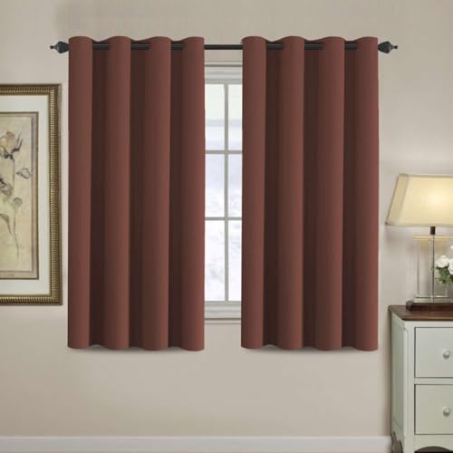 Image of H.VERSAILTEX Blackout Curtain for Living Room Thermal Insulated Window Treatment Curtain 54 inch Length Energy Saving Solid Grommet Top Blackout Drape, One Panel, Rust, 52 inch W x 54 inch L