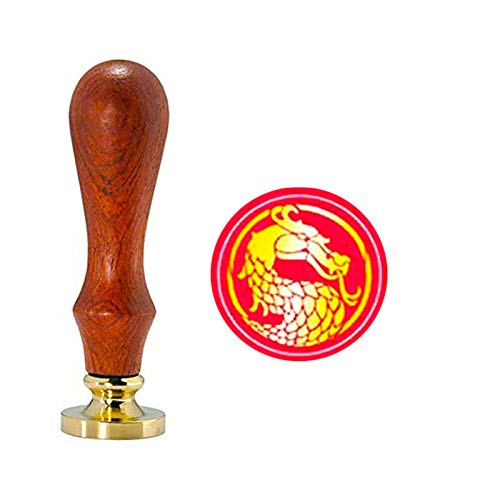 YGHM Cute Dragon Wax Seal Stamp Elegangt Natural Rosewood Handle Sealing Wax Stamp Kit Gift Wine Package Wedding Invitations Card Envelope Letters Seal Stamp