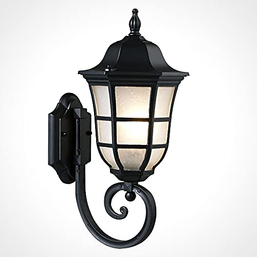Lampe murale de jardin design noir et verre craquelé pour véranda chaleureuse