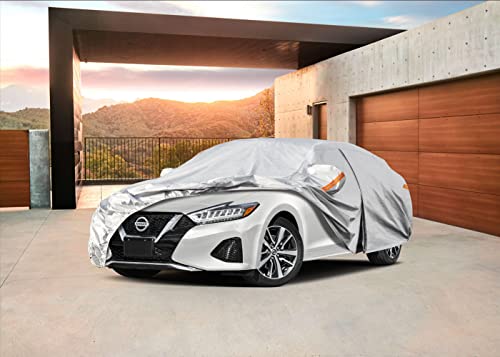 Image of Kayme 6 Layers Car Cover Custom Fit for Nissan Maxima (1988-2025) Waterproof All Weather for Automobiles, Outdoor Full Cover Rain Sun UV Protection.Silver
