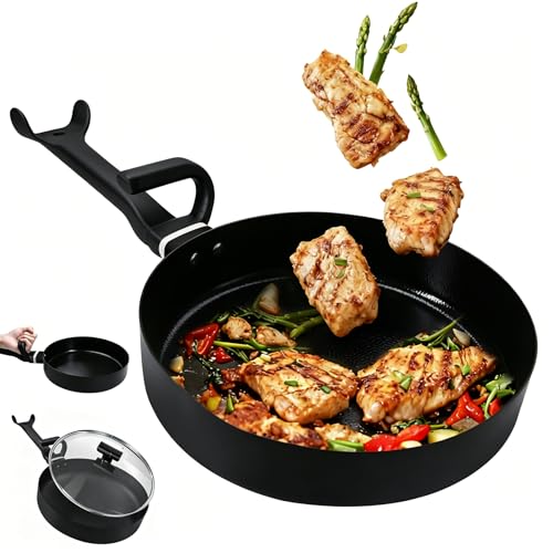 Image of KALAWW Nonstick Skillet, Nonstick Ceramic Saute Pan with Lid,Deep Frying Pan 12-inch, Healthy & PFOA/PFAS Free,5 QT Cooking Pan,Ergonomic Handle for Effort-saving,Wrist Saver