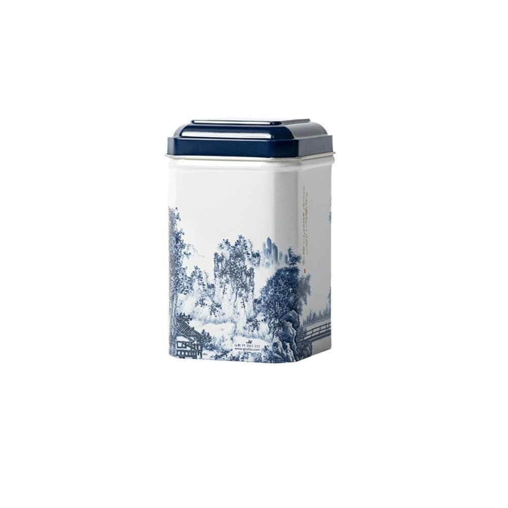 ENGENDER Tea Storage Jar Household Loose Tea Storage Container Tinplate Can Kitchen Seasoning Jar Sealed Set Gift Box(B)