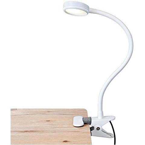 LEPOWER LED Reading Light, Clip on Light, Flexible Bed Light with 2 Brightness Levels, AC Adapter and USB Cord Included for Desk, Headboard (White) Cover