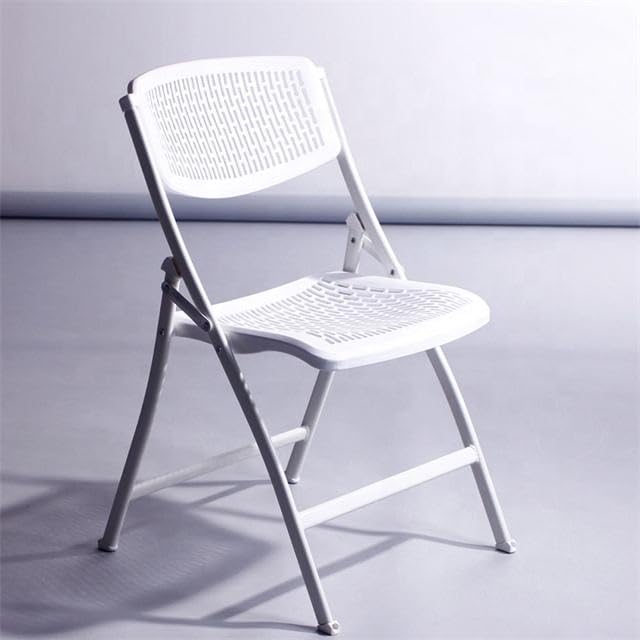 Image of MRC Lazer Folding Chair with Breatheable Nylon Seat for Space-Saving Design for Home, Office, and Dorm Rooms Kitchen,Work,Sturdy,Garden,Balcony,Restaurant Chair - White