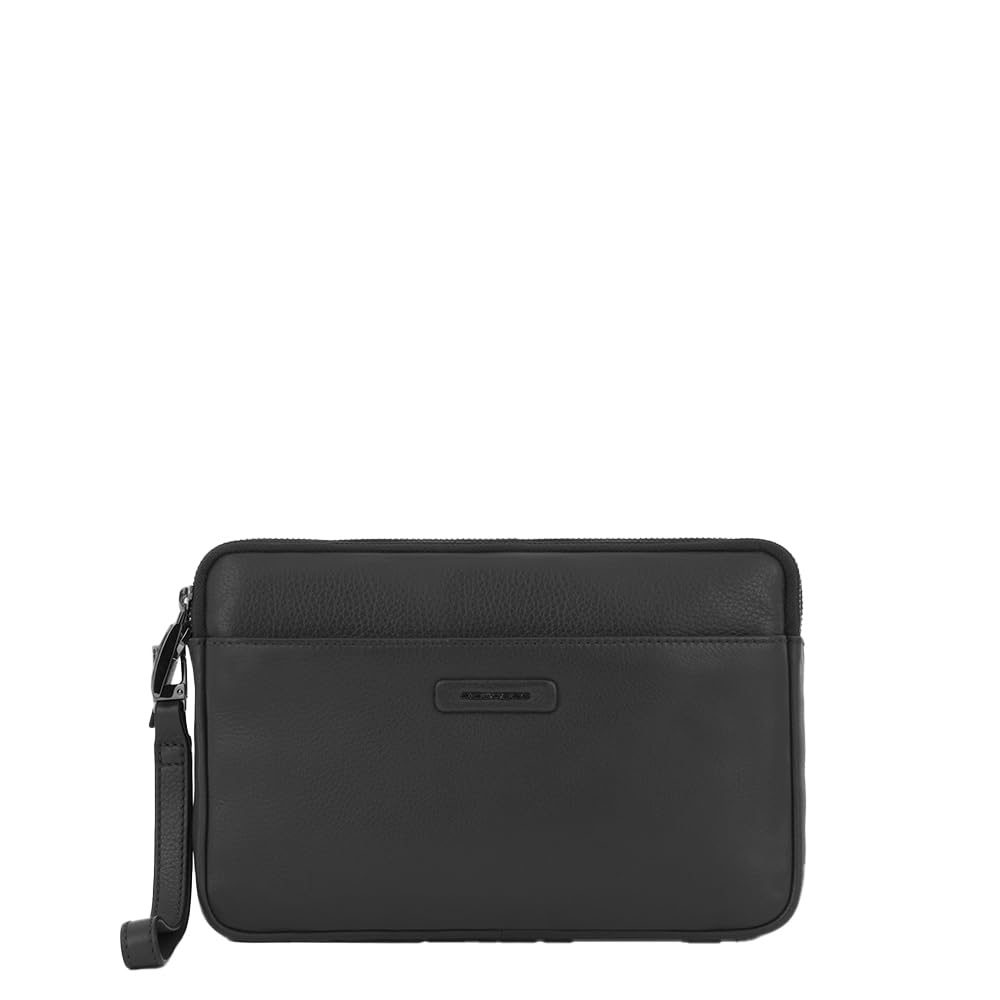 PIQUADRO – Pochette Modus in Pelle – Porta iPad® Mini, 2 Scomparti, Polsiera Rimovibile – Protezione RFID – Colore Nero – Uomo