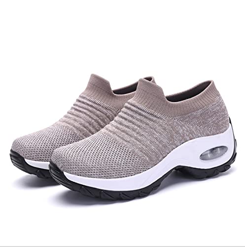 Women's mesh Sock Shoes, Slip-on Breathable Running Shoes, Men's and Women's air Cushion Casual Walking4