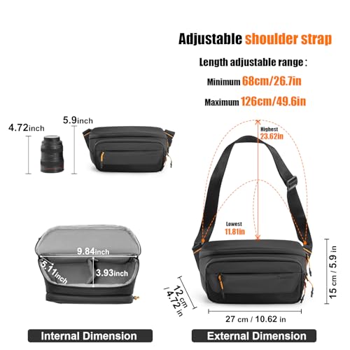 Compact DSLR Camera Sling Bag for Canon, Nikon, Sony, and Fuji