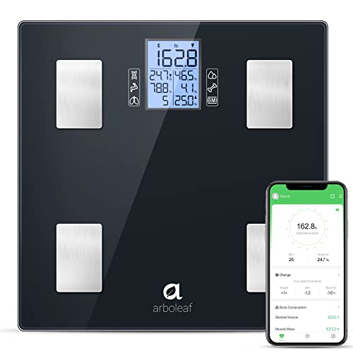 Arboleaf Bathroom Scale For Body Weight, Digital Weighing Scales For Body Fat, Bmi, Body Composition Monitors With 14 Measurements, 396Lb, Black #TOP27