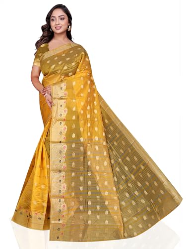 Image of Sarees for Women Wear Organza Silk Banarasi Sari Kanjivaram Soft Pure Paithani Wedding Original Kanchipuram Pattu Sadi with Blouse Piece 2026 (Gulab)