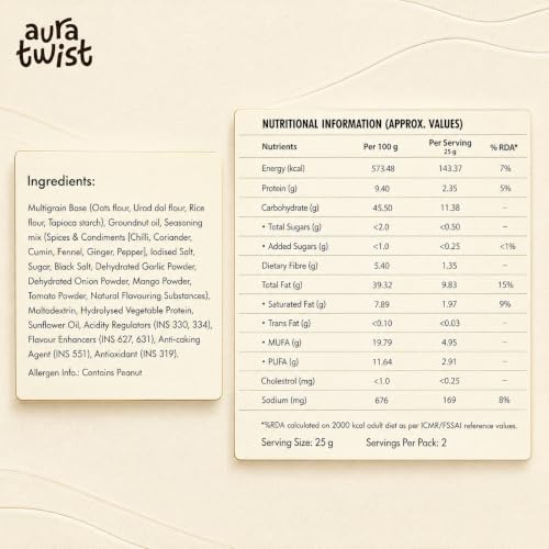 Image of Aura Twist Oats Chips Combo, Pack of(3+3)| High Protein & High Fiber Snack | No Palm Oil, No Maida | Indian Masala & Cream & Onion