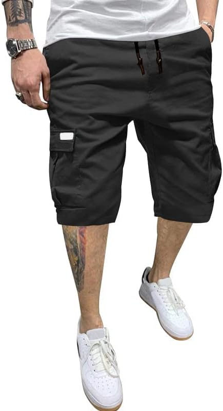 PIDOGYMMen's Classic Cargo Shorts, Waterproof Hiking Shorts Loose Fit Cargo Short with 6 Pockets, Black, XX-Large
