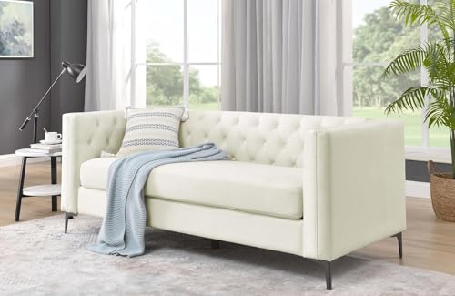Image of Chesterfield Traditional 3 Seater Luxury Sofa Loving Sofa Button Tufted for Living Room, Guest Room, Bedroom, and Your Loving Space (Beige)