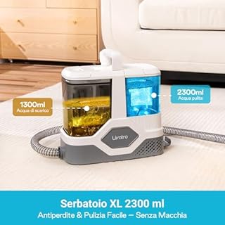 Livatro Lavatappeti e Divani Lava e Asciuga, 600W 16KPa Lavatappeti, Serbatoio da 2,3L, Lava Divano con Sistema di Autopulizia, Aspirapolvere Tessuti per Divano, Tappeti, Moquette, Tappezzeria e Auto