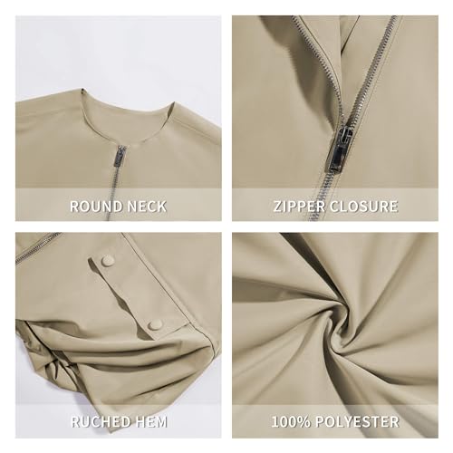 Tankaneo Womens Casual Zip Up Vest Cargo Oversized Ruched Hem Sleeveless Blazer Jackets Tops3