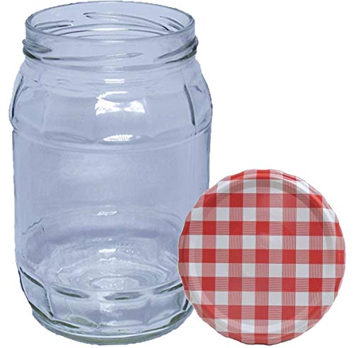 HAUSWIRT 32 Stück X 720 ml Einmachgläser • Einkochgläser mit Schraubdeckel TO 82 mm Rot Karriert • 8, 16, 32 Stück • Große Auswahl Verschiedene Größen und Farben Cover