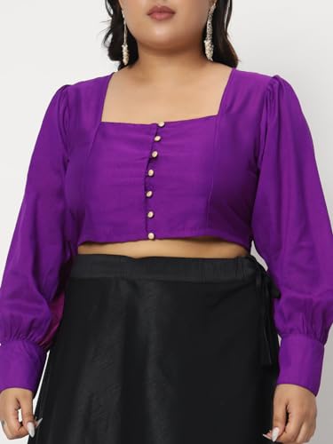 Image of studio rasa Women's Plus Size Chroma Button Down Crop Top for Wedding Festive Party