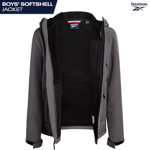 Image of Reebok Boys Softshell Jacket, Sherpa Fleece Lined Hooded Windbreaker