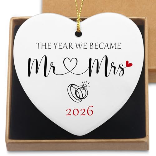 Wedding Gifts for Couple The Year We Became Mr and Mrs Sign Christmas Ornaments 2026 Engagement Gifts Cool Wedding Gift for Couples Newlyweds Bridal