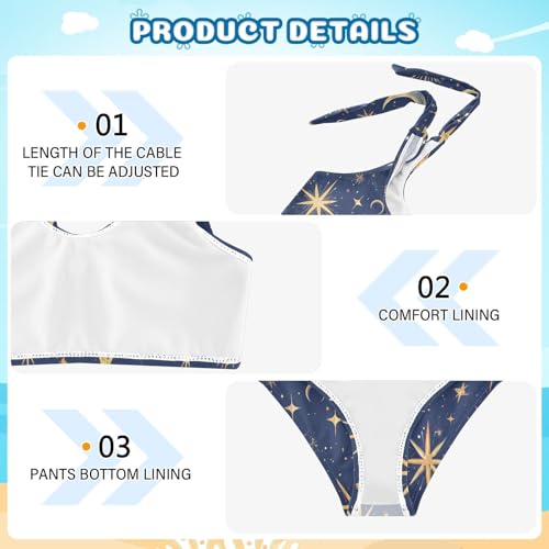 KLL Starry Night Star Sun Moon Girls' Two Piece Bikini Set Beach Swimsuits Swimming Suits Cute Shoulder Strap4