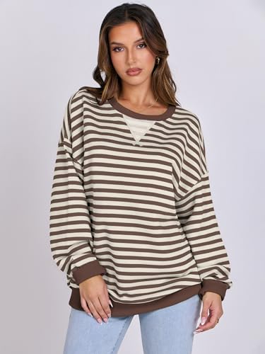ANRABESS Women Striped Sweatshirts Oversized Crewneck Long Sleeve Shirts Y2K Pullover Top 2025 Fall Outfits Fashion Clothes2