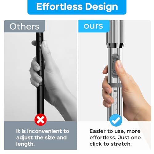 Image of Tension Curtain Rod Silver Shower Rod 40-185IN Long Curtain Rods No Drilling Adjustable Tension Rods of Shower or Bathroom Outdoor Window Patio Diameter 1.26In