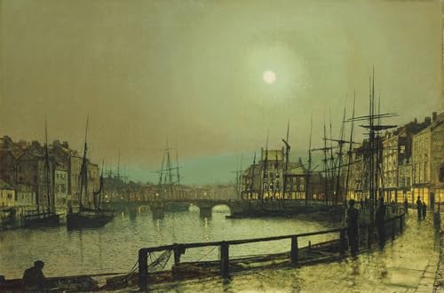 Un port au clair de lune de Grimshaw imprimé sur toile affiche décoration bureau 60x90cm