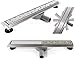 Produktbild VBChome Duschrinne 90 cm befliesbar edelstahl Bodenablauf doppelseitige Ablauf Selbstreinigender Siphon mit Geruchsstop Größen 60-100cm Duschablauf sehr flach, Komplettset Ablaufrinne für Badezimmer